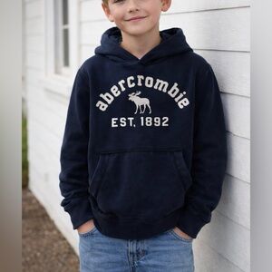 Abercrombie Heritage Logo Cozy Core Hoodie Sweater Navy Large
